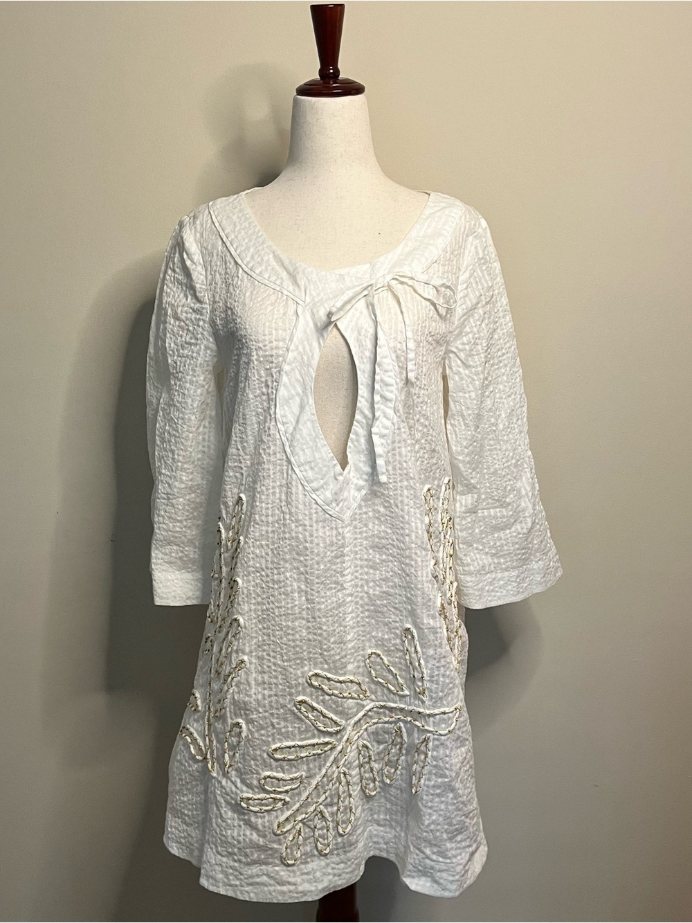 Diane von Furstenberg White Seaded Tie Front Mini Dress Coverup